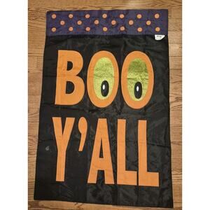 BOO Y'ALL Black Orange Nylon Halloween 2-Sided Yard Flag 42x27"